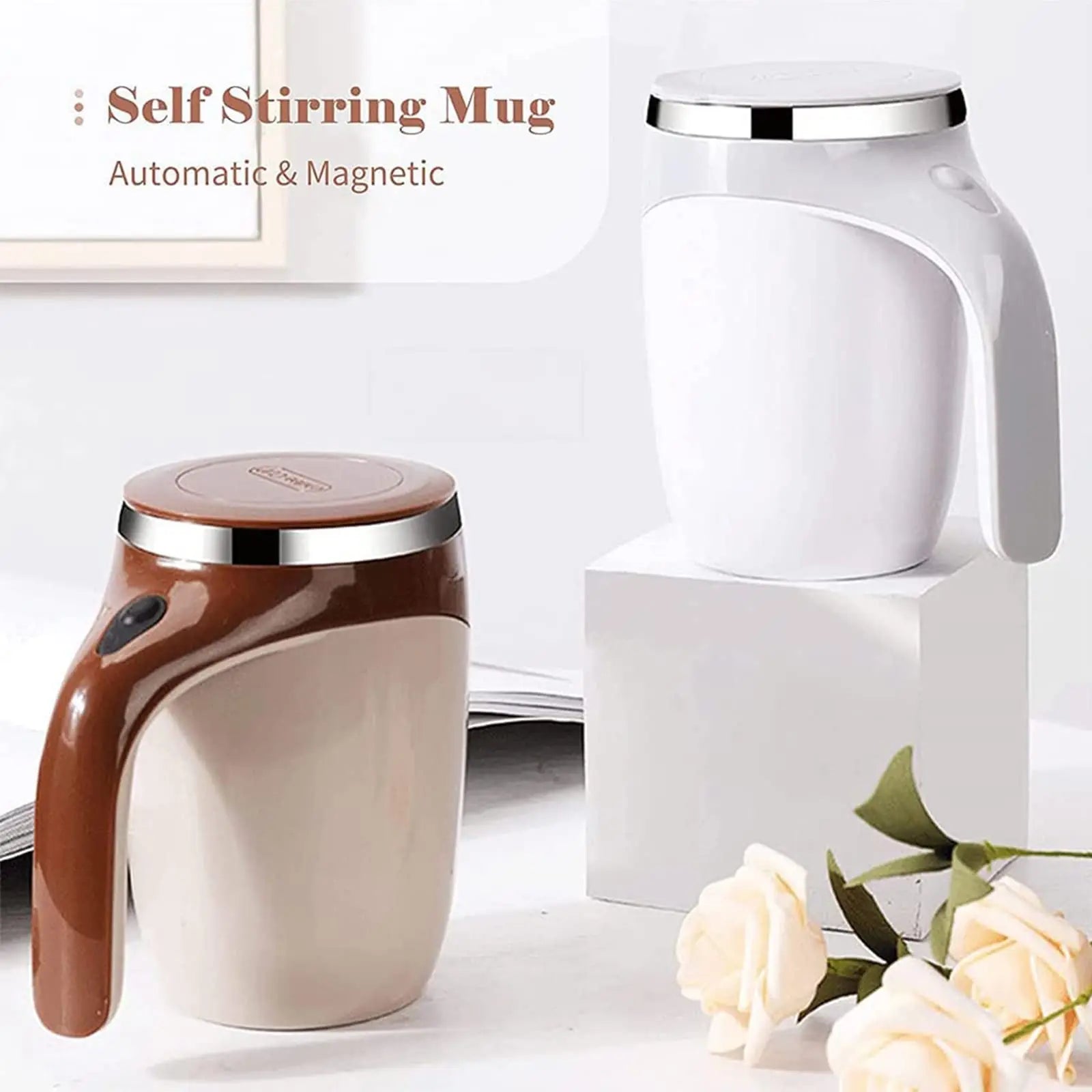 380ML Rechargeable Self-Stirring Steel Mug Electric Automatic Self-Mixing with Magnetic for Coffee Milk Cocoa Tea Hot Chocolate