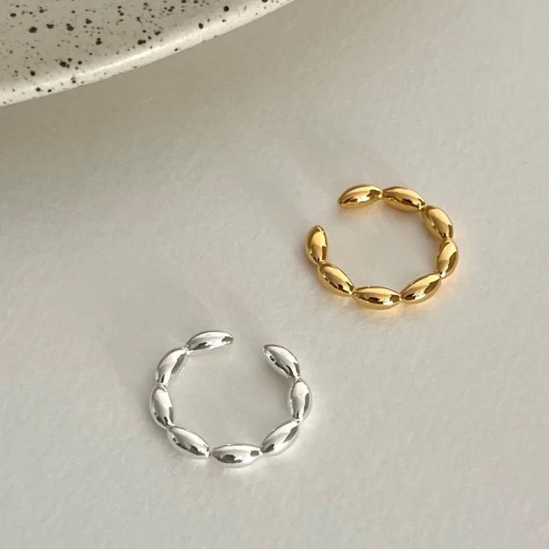 Wholesale 925 Sterling Silver Geometric Glossy Oval Round Shape Open Rings for Girls Gifts Fashion Jewelry