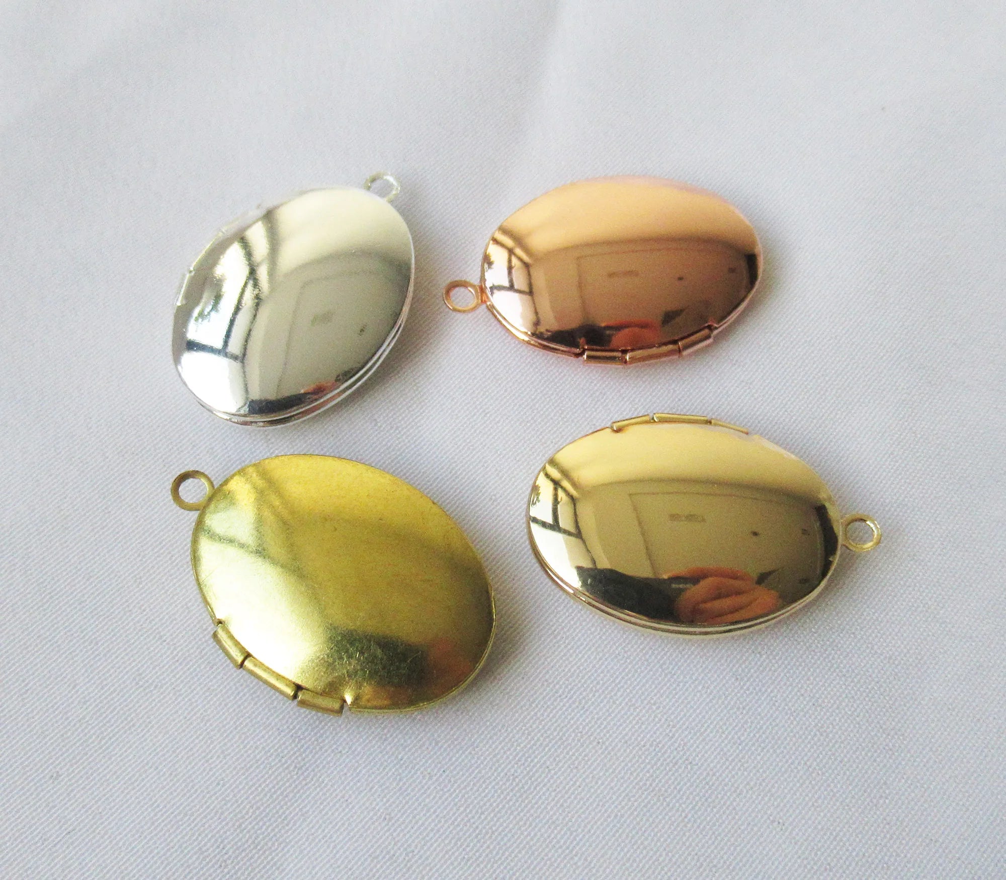Brass Photo Lockets 16x21mm Smooth Oval Necklace Pendant DIY Jewelry Making