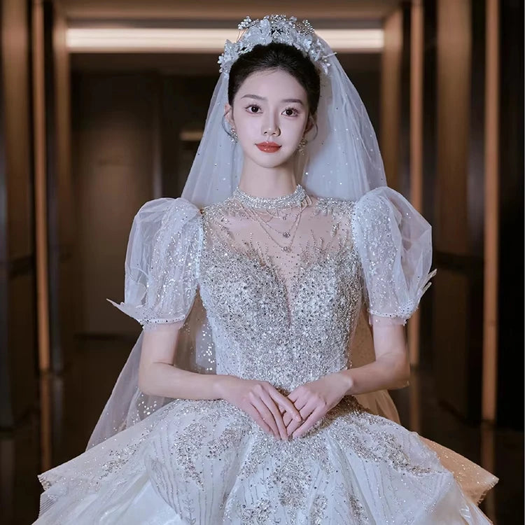 AL1732 Engagement 2024 Elegant Luxury Suits Wedding Gown for Bride Wedding Dresses Chapel Train Lady Dresses for Wedding Parties