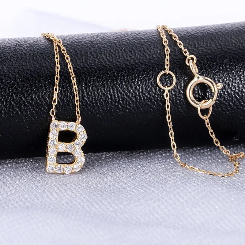 Starsgem Letter B Pendant  Initial 26  Letter HPHT Lab Grown Diamond Chain Pendant Necklace