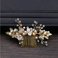 Golden Leaf Alloy Bride Hair Comb Exquisite Wedding Dress Accessories Handmade Flower Bridal Hair Comb European-American Style