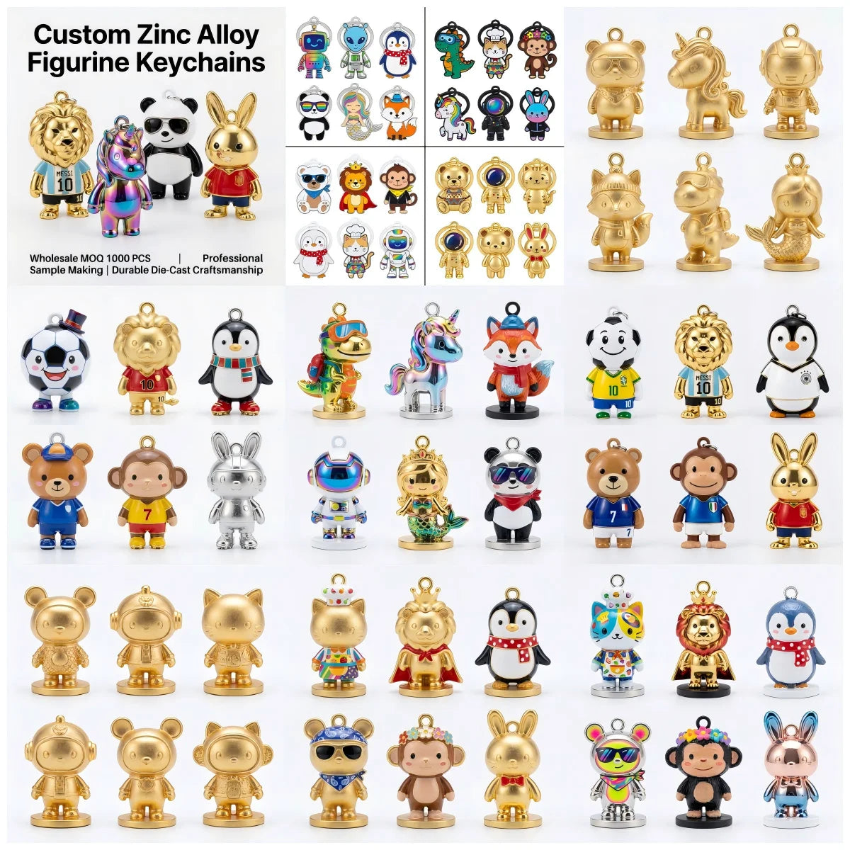 Custom 2D 3D Metal Keychain Robot Creative Spacemen Metal Alloy Figures Accessories Metal Doll Keychain Anime & Cartoon Styles