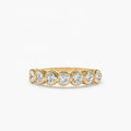 LOZRUNVE 925 Silver Gold Rhodium Sweet Bezel Prong Setting Heart Half Eternity Ring Set Women