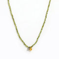 Joolim 18k Gold Plated PVD Dainty Olive Green Zirconia Bead Chain Two-tone Pendant Necklace Stainless Steel Wholesale