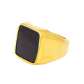 Wholesale Steel Jewelry Trendy Stainless Steel Gold Plate Black Stone  Square Ertugrul Thumb Rings for Men