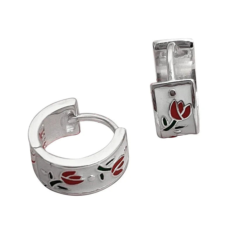 2024 Super Fairy S925 Silver Tulip Flower Earrings with Minor Design Sense Same Ear Button for Gift Occasions MegaBDM