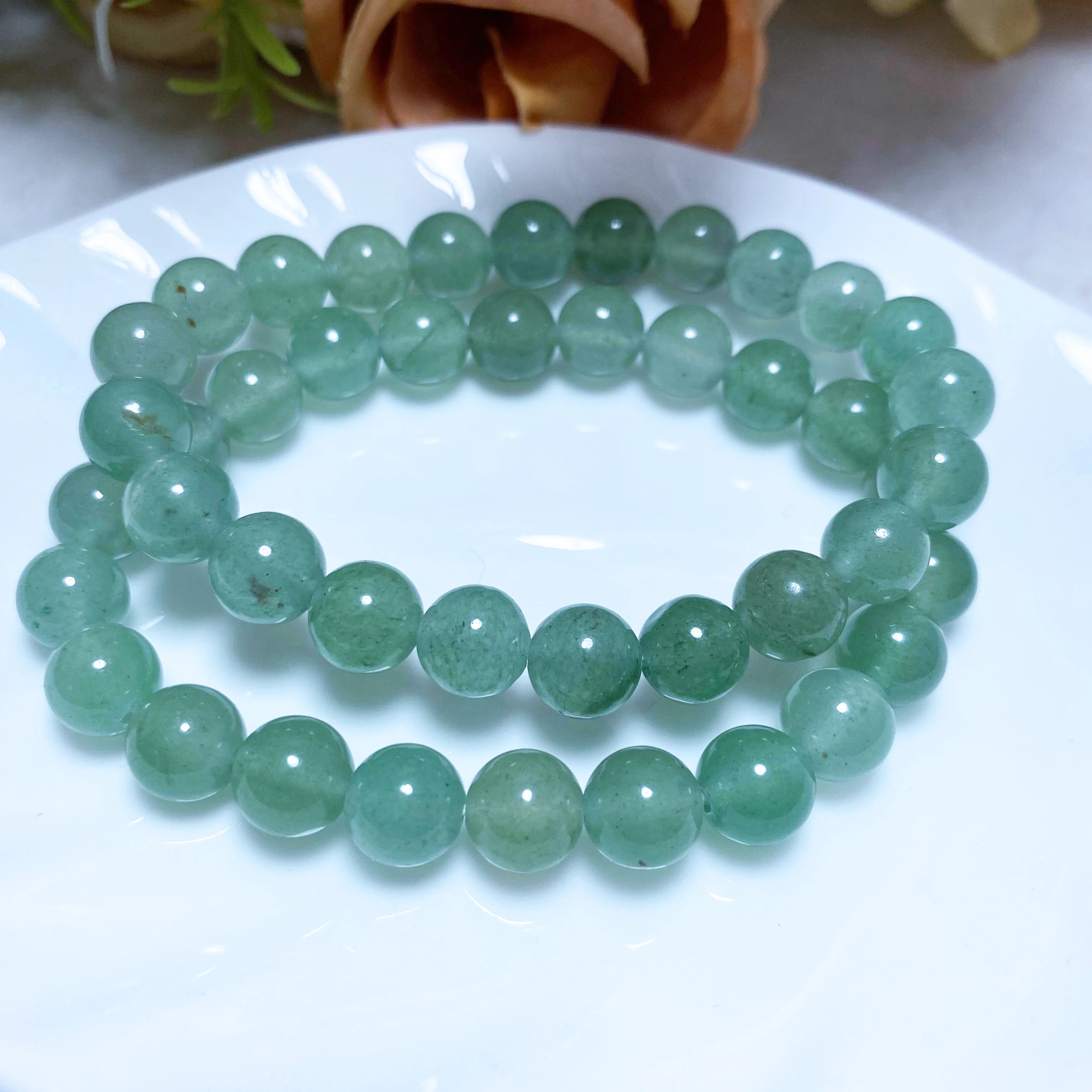 Precious Real Lucky Healing Natural 8mm Green Aventurine Crystal Stretch Stone Bead Bracelets for Women and Men