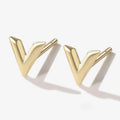 Wholesale Fashion Trendy Jewelry 18k Gold Plated Tiny 925 Sterling Silver Letter V Shape Stud Earrings