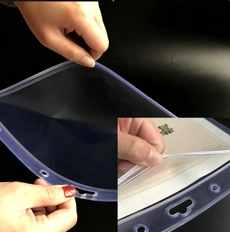 Rigid Protector Holders Case Bag Waterproof Resealable Zip Vinyl A3 A4 Certificate Doc Hanging Frames Clear Plastic Sleeve Pouch