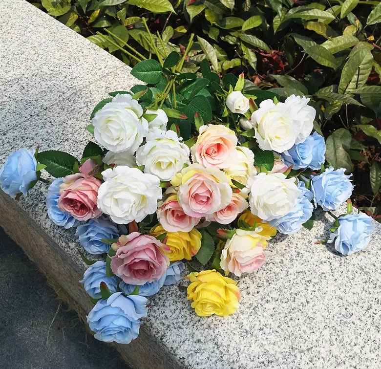 SPR Yiwu Factory Direct Artificial Silk Wedding UK Rose Bouquet Crystal Roses-Handcrafted for Graduation Father's Mother's Day