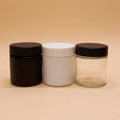 2oz 3oz 4oz Container Empty clear Bottle Packaging Glass Jar Black Smooth Childproof Lid Wide Mouth Glass Jars with Matte Lid