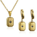 Light Luxury 18k Gold Plated Stainless Steel Star Nugget Chains Chokers Cubic Zirconia Pendant Necklaces Earrings Jewelry Set