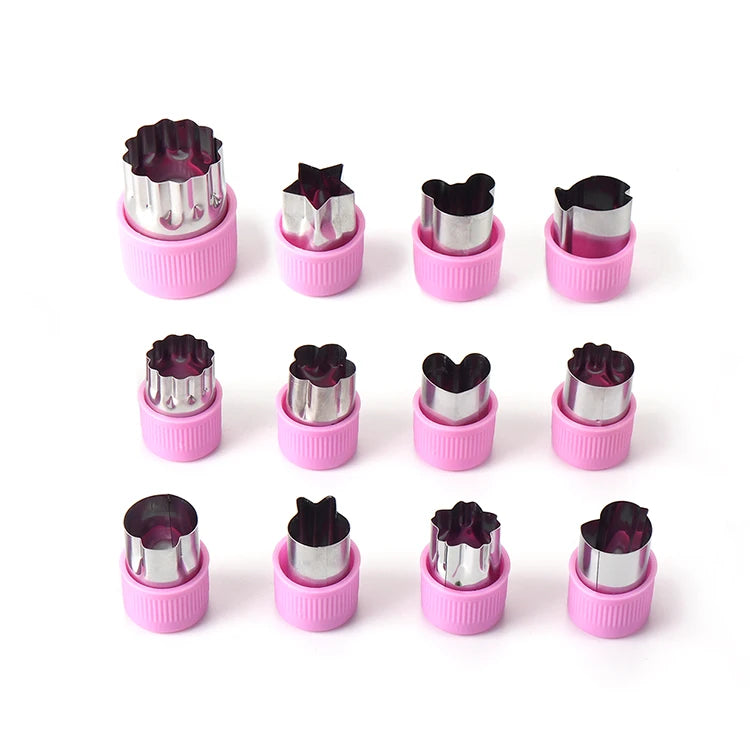 Factory Supply Mini 9pcs 12pcs Stainless Steel Cartoon Fruit Vegetable Cutter and Baking Cookie Mold Kids Tool