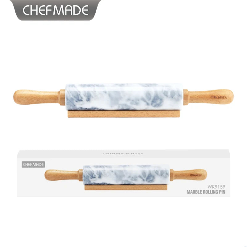 CHEFMADE Kitchen Baking Tool Marble Stone Rolling Pins WIth Base