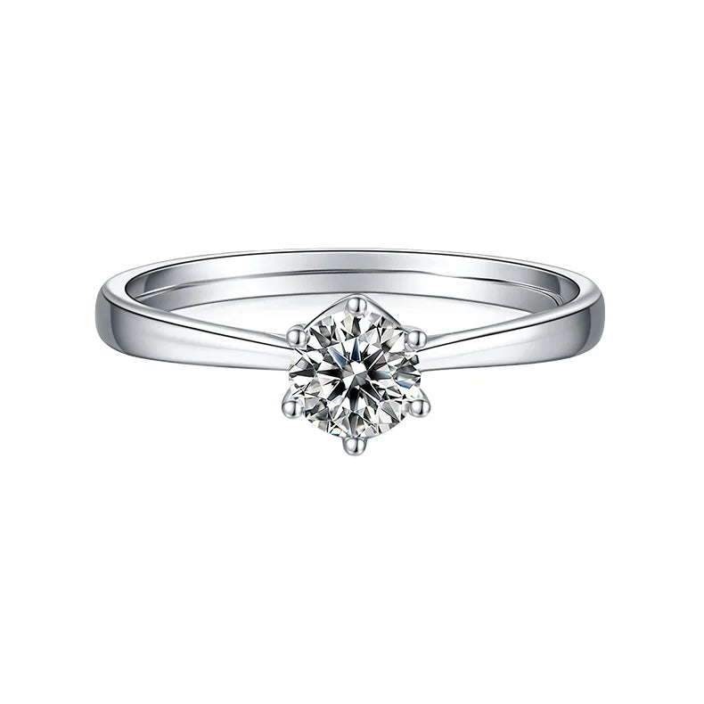 Classic Solid S925 Silver Solitiare VVS 5mm Moissanite Diamond Ring for Women Wedding Jewelry with Certificate Gra