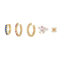 Hot Selling Fashion Jewelry Simple Zircon Earrings 18K Gold Plated Brass Earring Set Trendy Five-Piece Set of Earrings for Women
