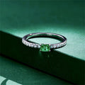 Aimgal 0.2ct Leb Emerald Gemstone Ring 18K Gold-Plated S925 Silver Trendy Stackable Wedding Anniversary Party Fine Jewelry