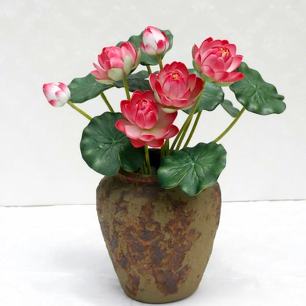Artificial Lotus Flowers  Water Lily Simulation Tabletop Flower for Party Home Office Arrangements Indoor Outdoor Decoration