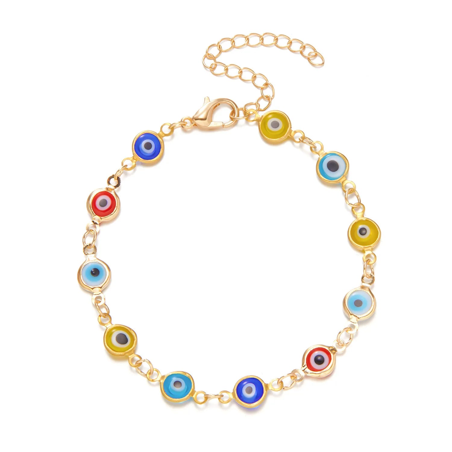 Handmade Turkish Eyes Anklets Bracelets 18K Gold Plated Stainless Steel Oil Dripping Luxury Jewelry Gifts for Women Men Girls
