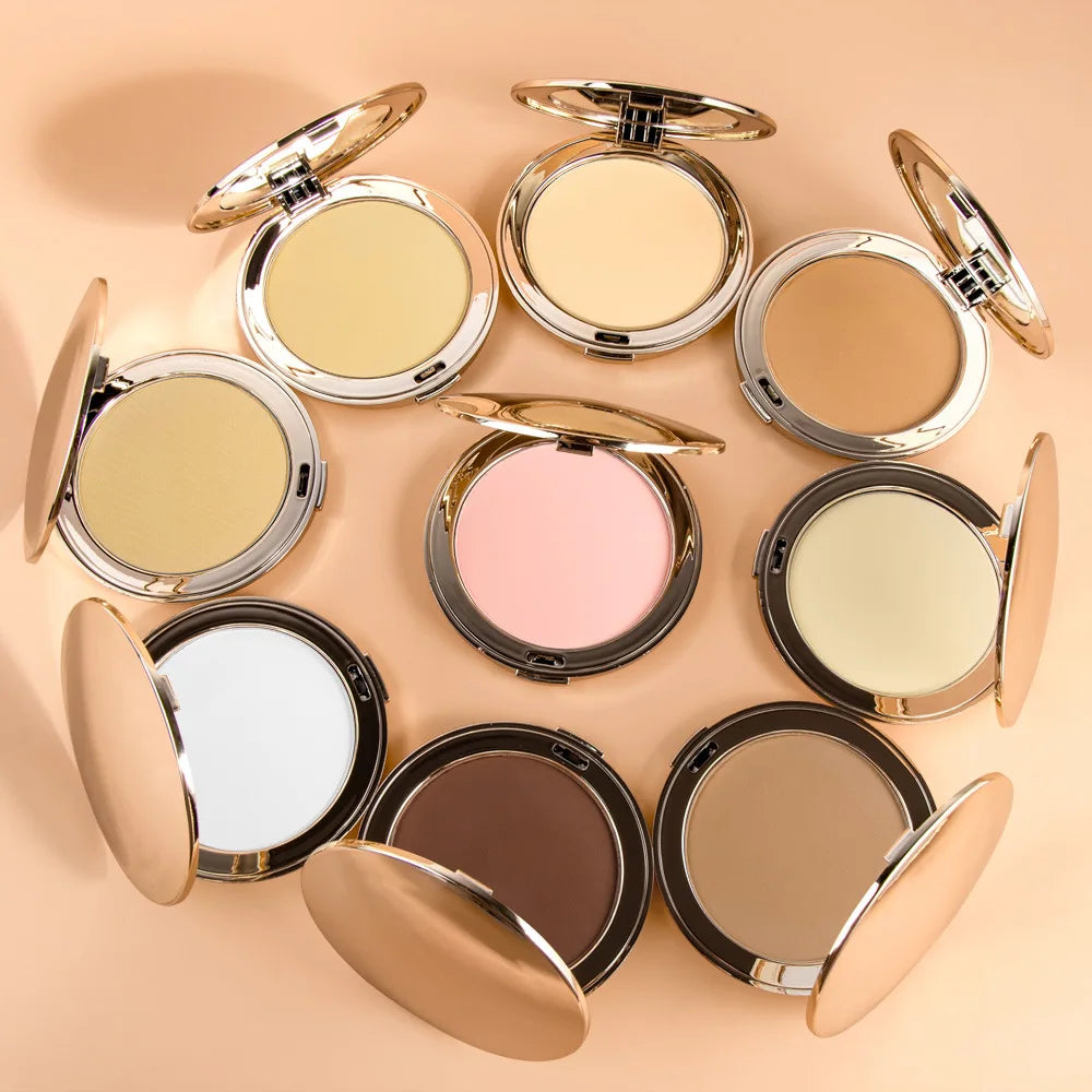 Makeup Setting Pressed Powder Foundation Custom Logo Oil Control Brighten Dark Tone Private Label