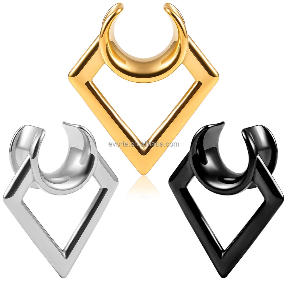 Evorte Wholesale Tibetan Silver Gold Plated Hexagon Saddle Ear Expander Tunnel Plug Ear Stretcher Gauge Earring Piercing Jewelry