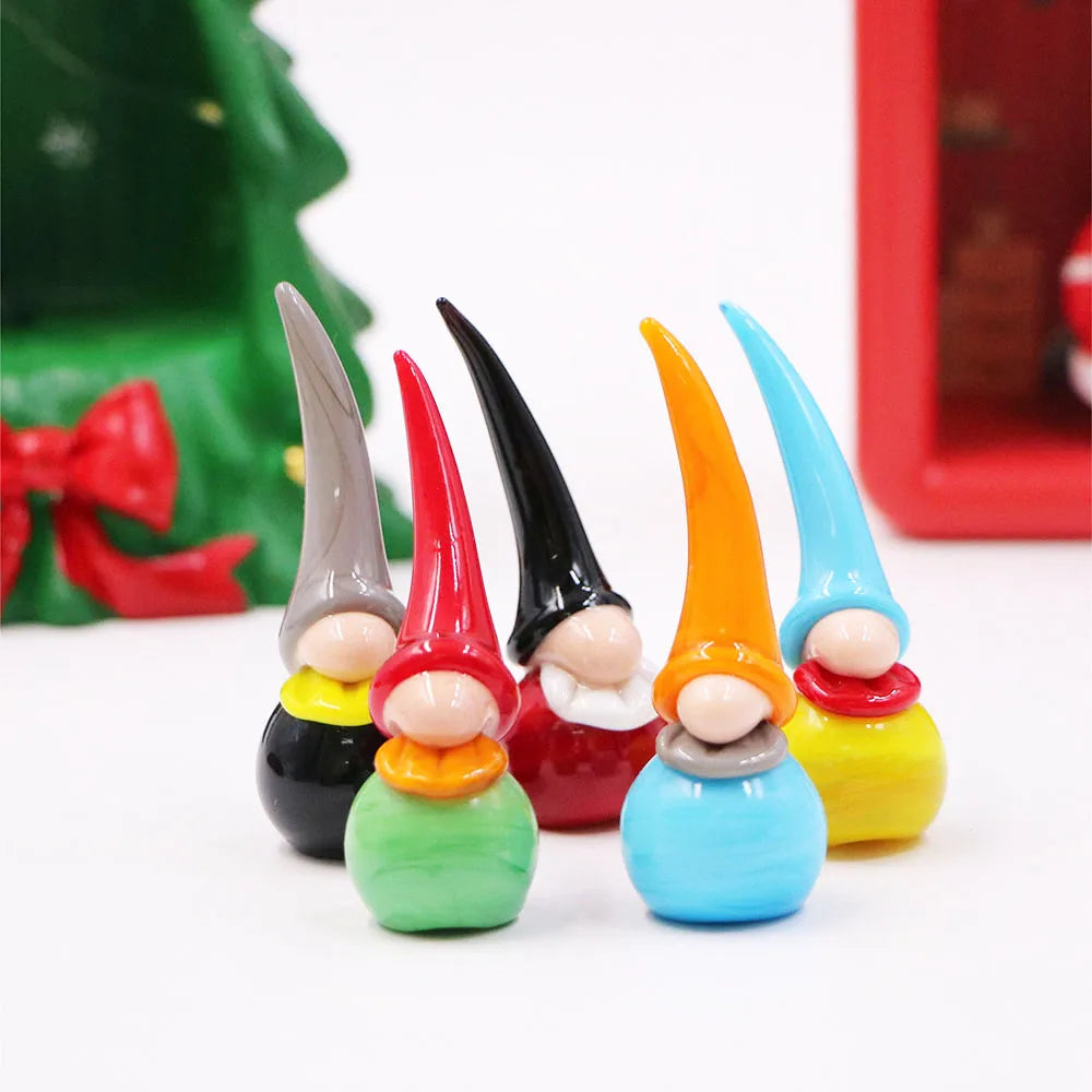 Customized Handmade Murano Lampwork Christmas Holiday Glass Gnome Santa Clause Home Decoration