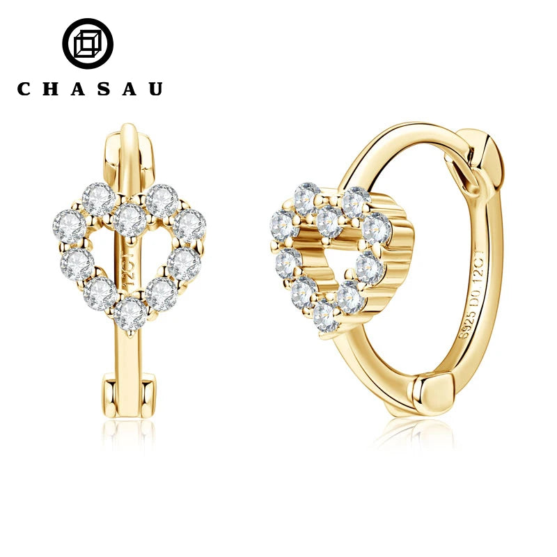 Fine Jewelry Exquisite Elegant Hollow Love Heart Hoop Moissanite Earrings 925 Sterling Silver Heart-shaped Earrings for Women