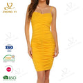 Factory Wholesale Custom New Fashion Women Summer Tight Slim Skirt Sling Pleated Bag Hip Hot Girl Nightclub Party Mini Dress