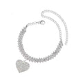 Charm Personality Foot Jewelry Bling Rhinestone Tennis Chain Heart Ankle Bracelet for Women