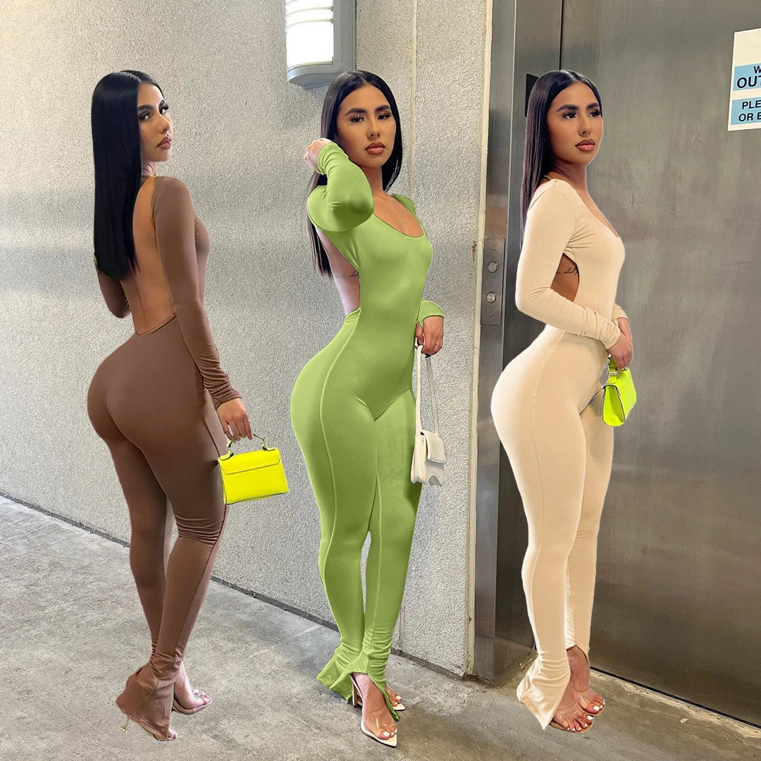 Open Back Workout Woman Outfit Jumpsuit Jumpsuits for Women 2023 One Piece Wide Leg Jumpsuit Women