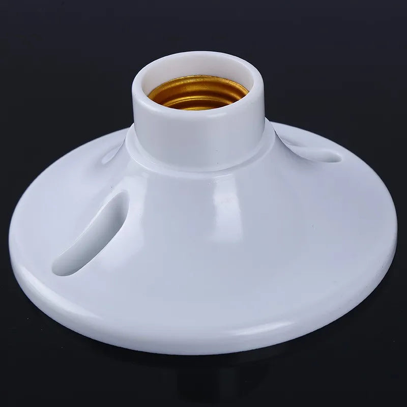 Useful E27 Round Plastic Base Screw Light Bulb Lamp Socket Holder White E27 Base