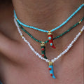 Fashion Retro Colorful Chili Pearl Necklace Green Turquoise Beads Luxury Trendy Characteristic Women's Gift Clavicle Necklace