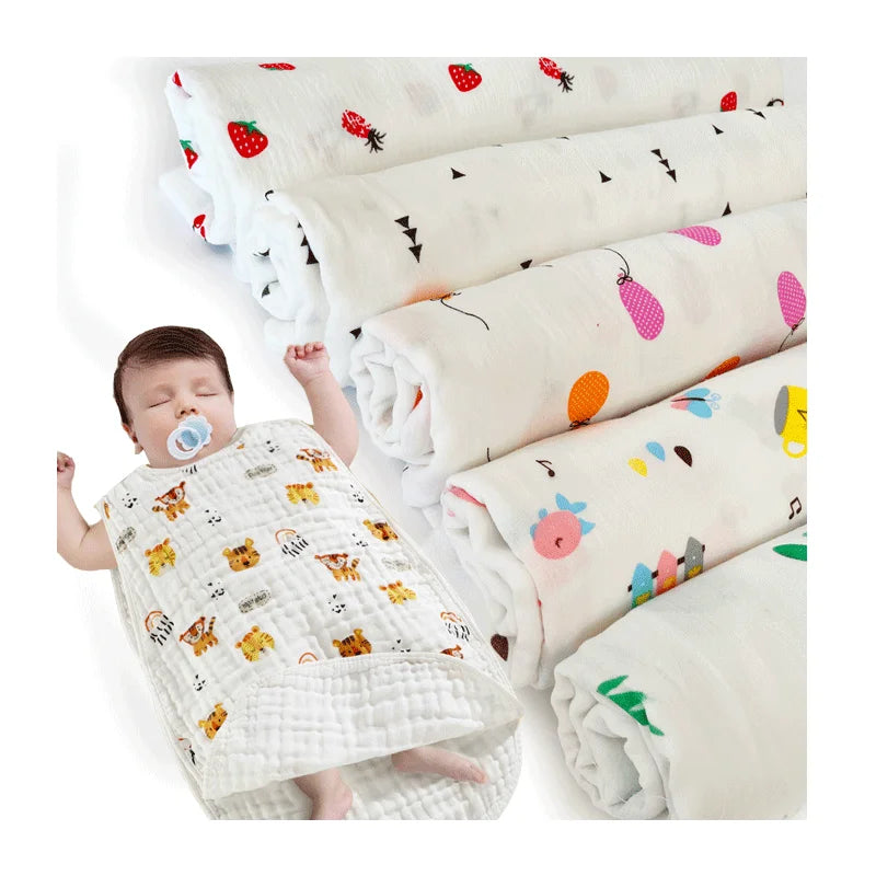 Good Quality in Stock 100% Cotton Print Double Layer Crepe Gauze Fabric for Children Clothing