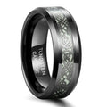 OAHLAN 8mm Tungsten Carbide Rings for Men Glow in the Dark Lumino Tungsten Dragon Green Fluorescent  Dropshipping Wholesale