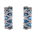 Elegant Rhodium Plated Silver 925 Jewelry Natural London Blue Topaz Hoop Earrings for Women Anniversary Gift