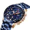 For LG9982 New Blue Fashion Business Sport Men's Analog Stainless Steel Waterproof Quartz Chronograph Pointer Watch