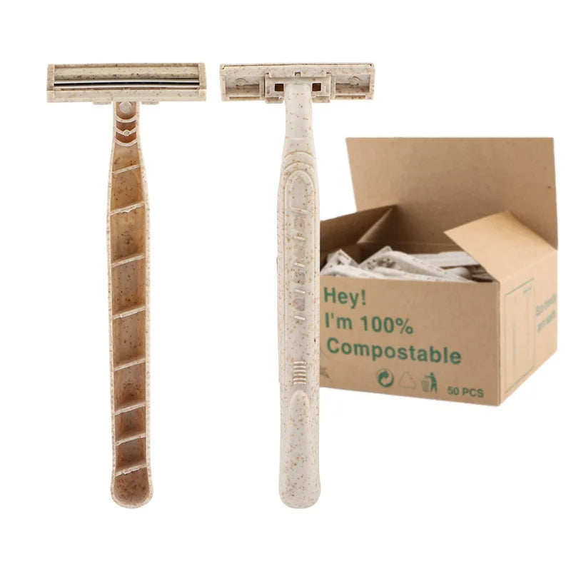 Twin Blade Triple Blade Biodegradable Wheat Straw Eco-friendly Disposable Razor
