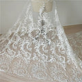 2024 White Sequin Beaded Embroidery Tulle Mesh Sequins Lace Fabric for Wedding Dress