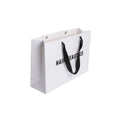 Custom Clothes Packaging Gift Bag With Ribbon Handle Luxury Cream Beige Shopping Paper Bags With Your Own Logo