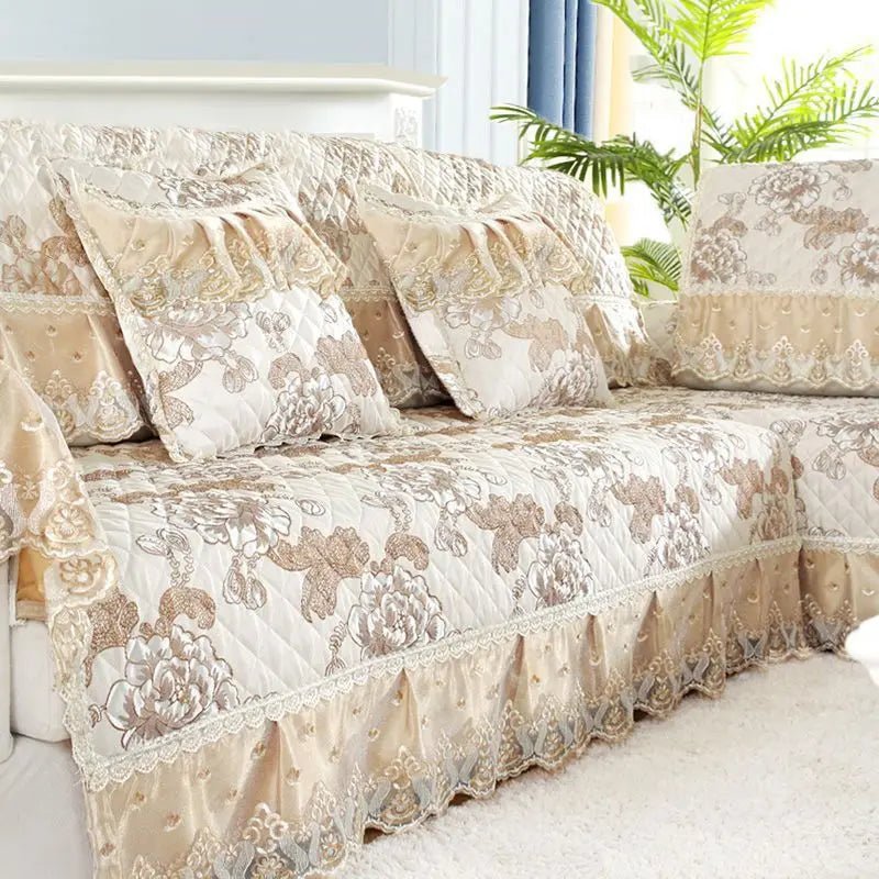 Luxury Sofa Cover European Style Embroidered Sofa Cover European Style Sofa Cloth Lace Cushion Covers Elastic