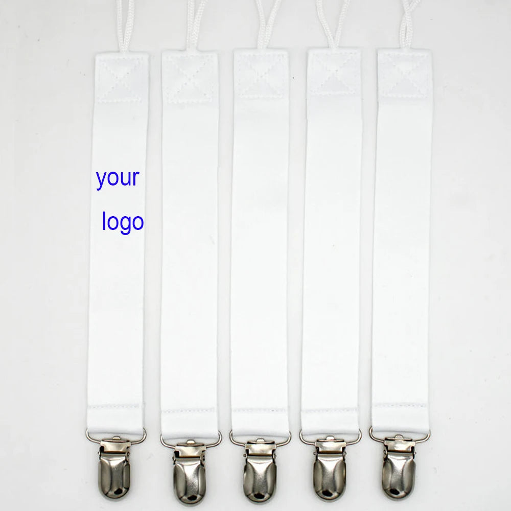 White Polyester Sublimation Printable Pacifier Clips for Kids/Babies for Birthday Occasions