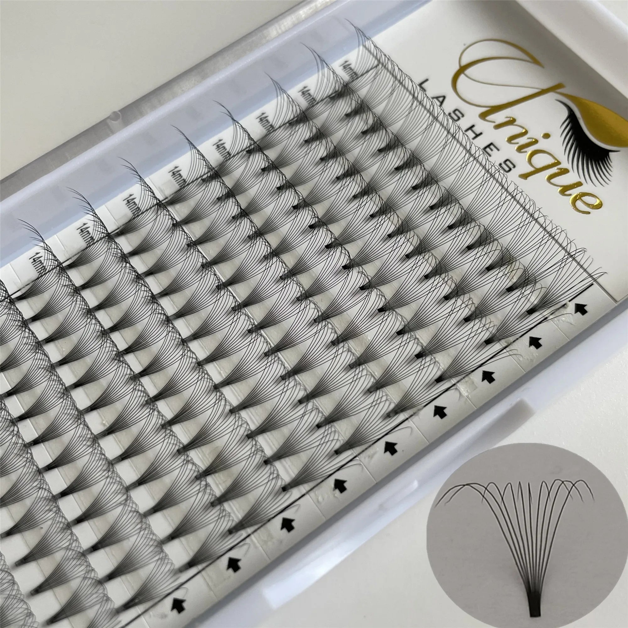 9D 10D Russian Volume Lashes Your Own Brand Heat Bonded Short Stem Premade Lashes Fans