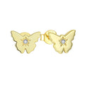 925 Sterling Silver Gold Plating Stud Butterfly Earrings for Women