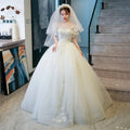 2022 New Arrival Illusion O Neck Short Sleeves Bling Bling Wedding Dresses Appliqued Crystal Lace Bridal Gowns