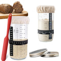 XL 24oz 33oz Sourdough Starter Glass Jar Kit Bread Fermentation Container with Marked BandThermometer SpatulaCloth Cover& Lid