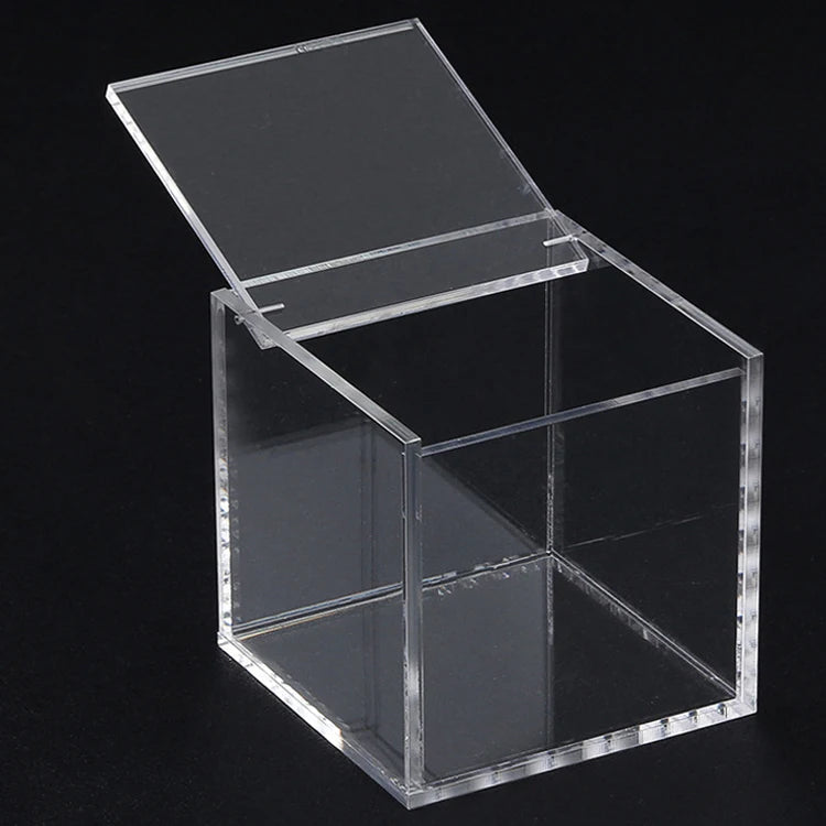 Custom Logo Flip Cover Lid Acrylic Cube Box Clear Acrylic Box with Lid
