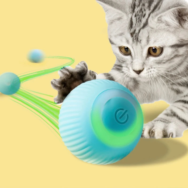 Funny USB Rechargeable Attractive Pet Cute Smart  Automatic Rolling Cat Toy Ball Electric Cat Toy Cat Ball Toys