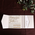 Elegant Tri-fold Pocket Envelope Wedding Invitation With Custom Printed Inserts for Main Cards and Reply Cards