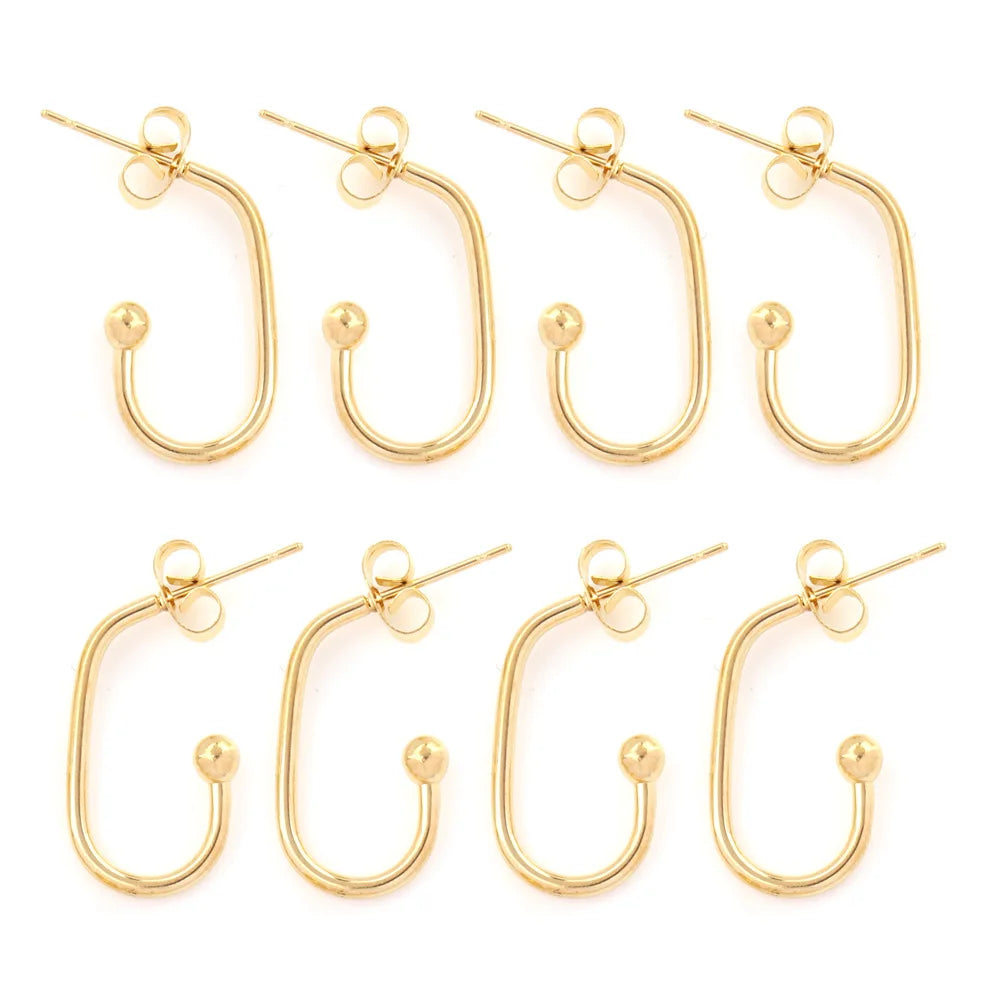 Fashion 18k Gold No Tarnish Stainless Steel Personality Originality U-shape Earring Needle for Jewelry Accessories